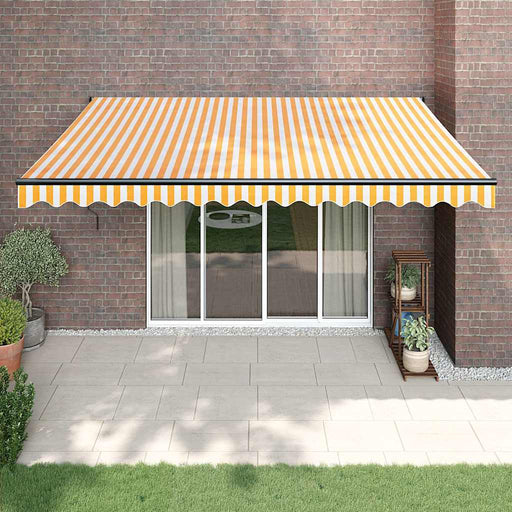 Copertină retractabilă galben și alb, 4x3 m, textil și aluminiu - WALTI WALTI