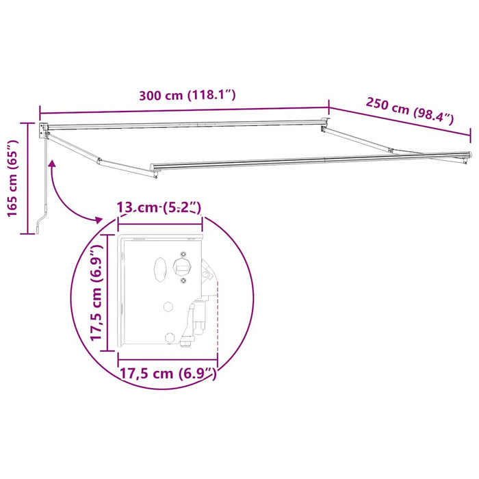 Copertină retractabilă portocaliu/maro 3x2,5 m, textil/aluminiu - WALTI WALTI