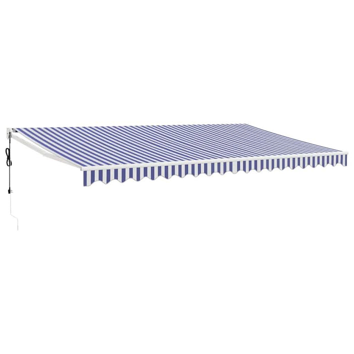 Copertină retractabilă automată, albastru și alb, 5x3 m WALTI
