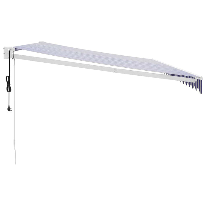 Copertină retractabilă automată, albastru și alb, 5x3 m WALTI