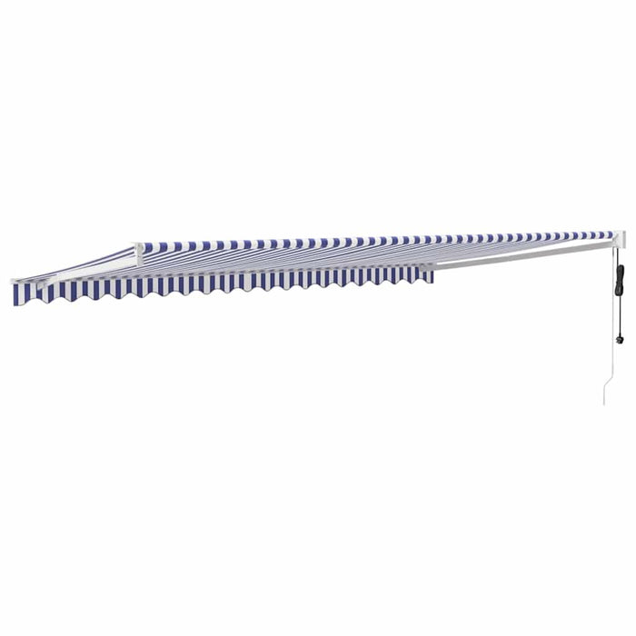 Copertină retractabilă automată, albastru și alb, 5x3 m WALTI