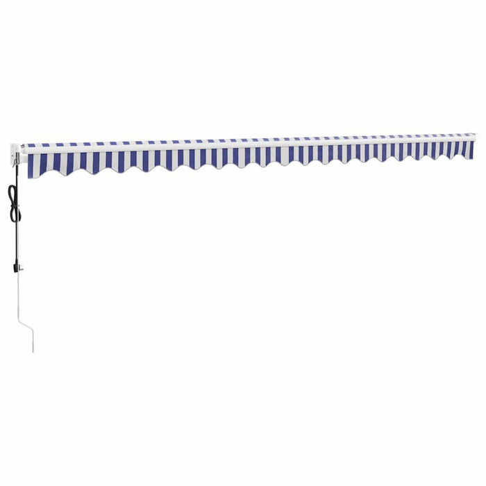 Copertină retractabilă automată, albastru și alb, 5x3 m WALTI