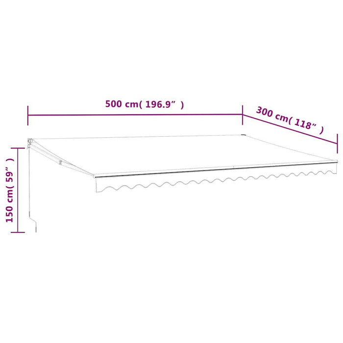 Copertină retractabilă automată, albastru și alb, 5x3 m WALTI