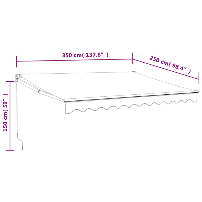 Copertină retractabilă, crem, 3,5x2,5 m, textil și aluminiu WALTI