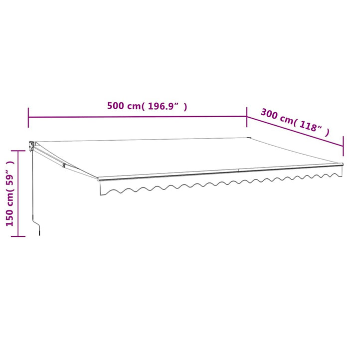Copertină retractabilă automată, galben și alb, 5x3 m WALTI