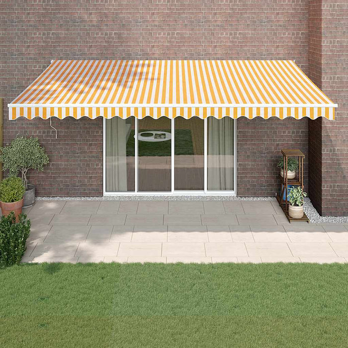 Copertină retractabilă automată, galben și alb, 5x3 m WALTI