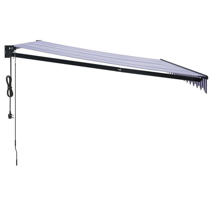 Copertină retractabilă automată, albastru și alb, 4,5x3 m - WALTI WALTI