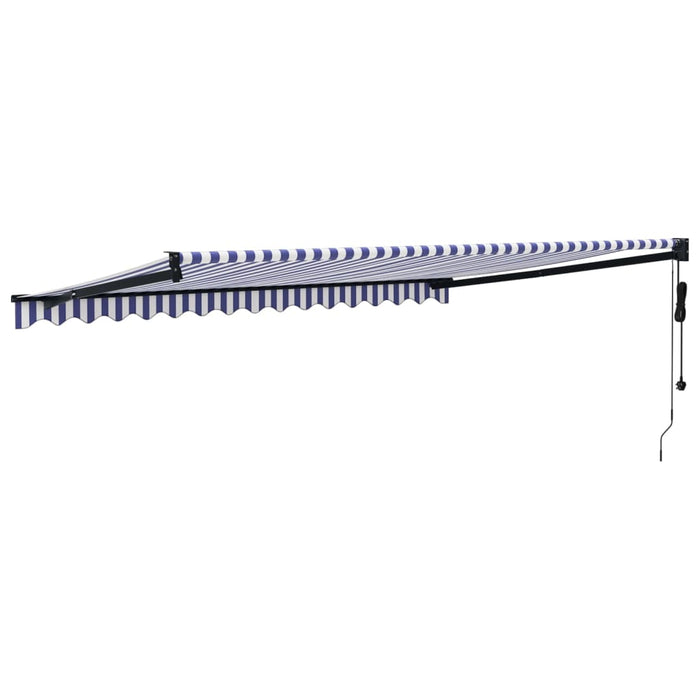 Copertină retractabilă automată, albastru și alb, 4,5x3 m - WALTI WALTI