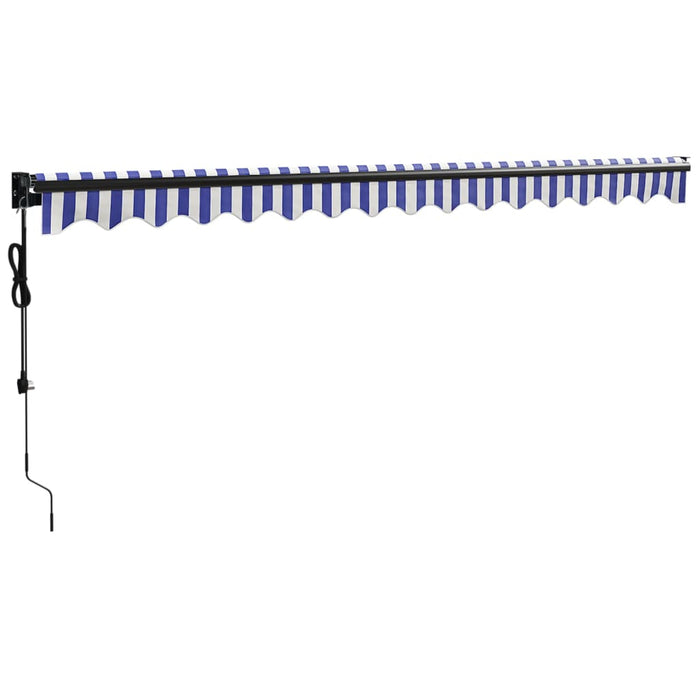 Copertină retractabilă automată, albastru și alb, 4,5x3 m - WALTI WALTI