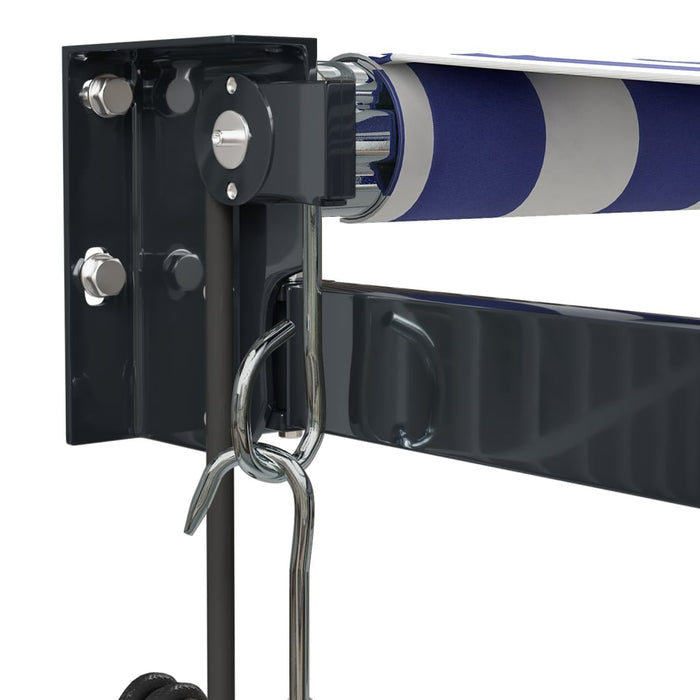 Copertină retractabilă automată, albastru și alb, 4,5x3 m - WALTI WALTI