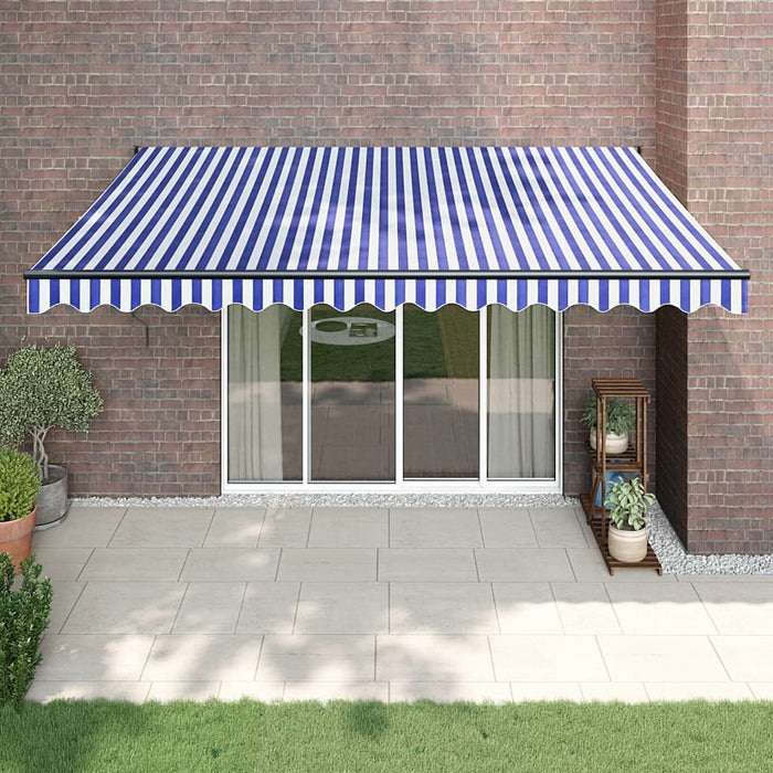 Copertină retractabilă automată, albastru și alb, 4,5x3 m - WALTI WALTI