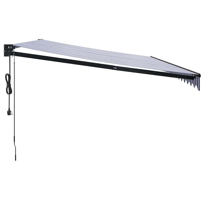 Copertină retractabilă automată, albastru și alb, 5x3 m - WALTI WALTI