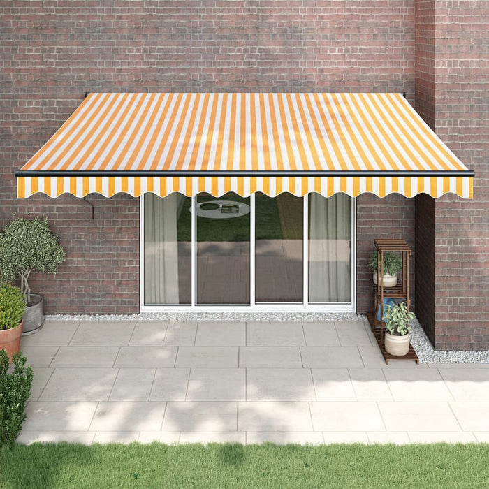 Copertină retractabilă automată, galben și alb, 4,5x3 m - WALTI WALTI