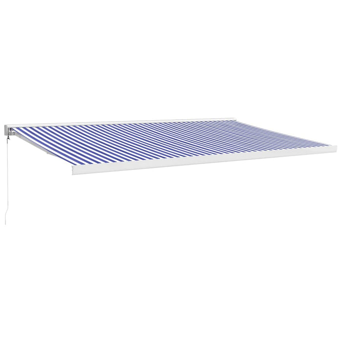 Copertină retractabilă albastru/alb, 5x3 m, textil/aluminiu WALTI