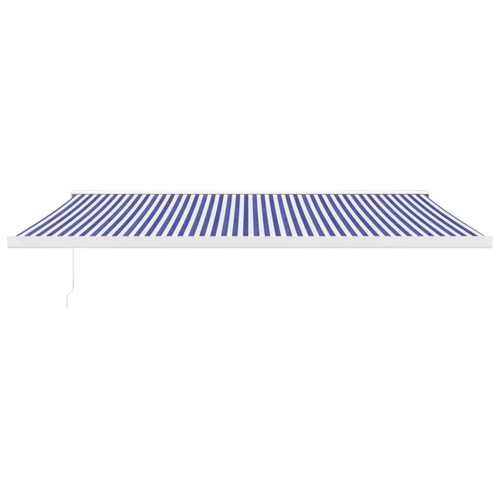 Copertină retractabilă albastru/alb, 5x3 m, textil/aluminiu WALTI