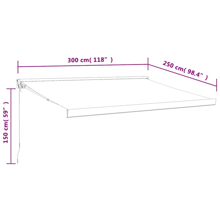 Copertină retractabilă, galben/alb, 3x2,5 m, textil/aluminiu WALTI