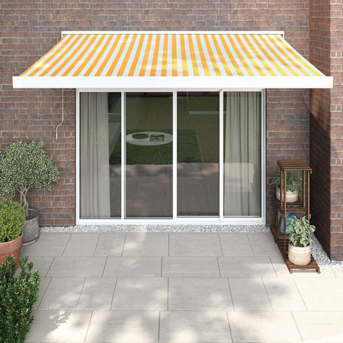 Copertină retractabilă, galben/alb, 3x2,5 m, textil/aluminiu WALTI