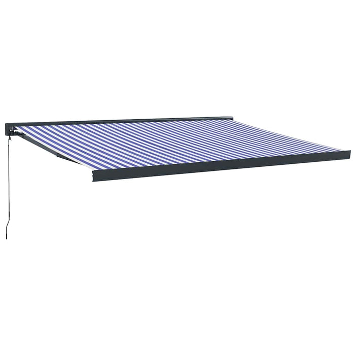 Copertină retractabilă albastru/alb, 4,5x3 m, textil/aluminiu WALTI