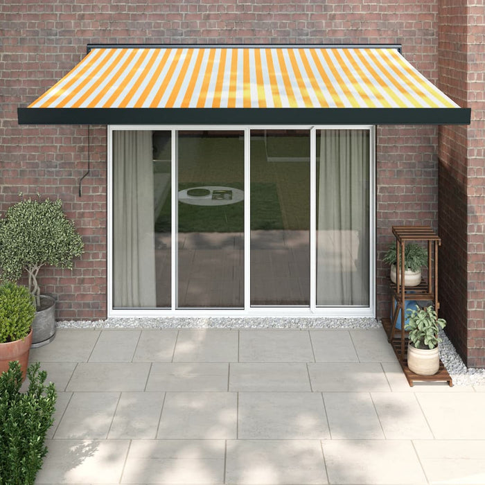 Copertină retractabilă, galben/alb, 3,5x2,5 m, textil/aluminiu WALTI