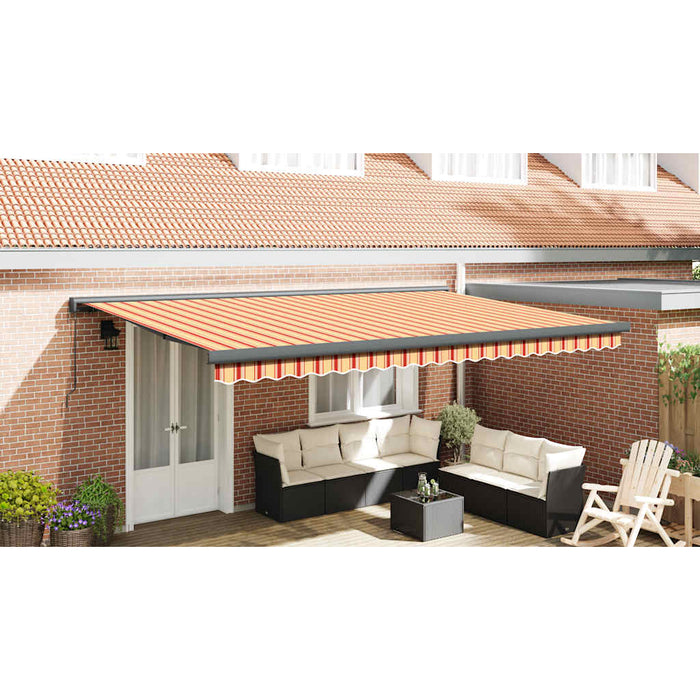 Copertină retractabilă, galben/alb, 5x3 m, textil/aluminiu - WALTI WALTI