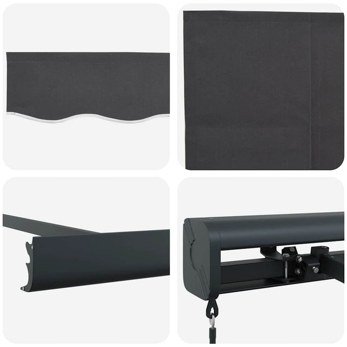 Copertină retractabilă, antracit, 4x3 m, textil și aluminiu WALTI