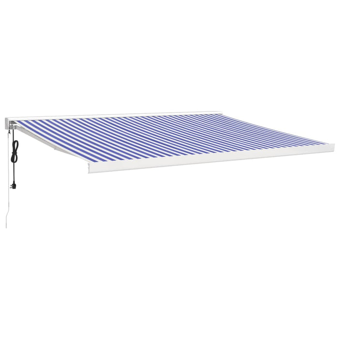 Copertină retractabilă albastru/alb, 4x3 m, textil/aluminiu WALTI