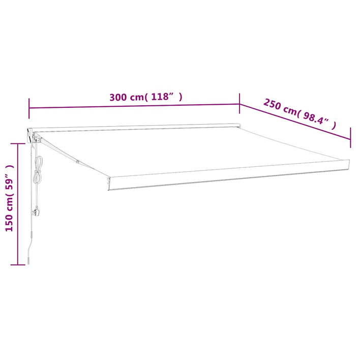 Copertină retractabilă, galben/alb, 3x2,5 m, textil/aluminiu WALTI