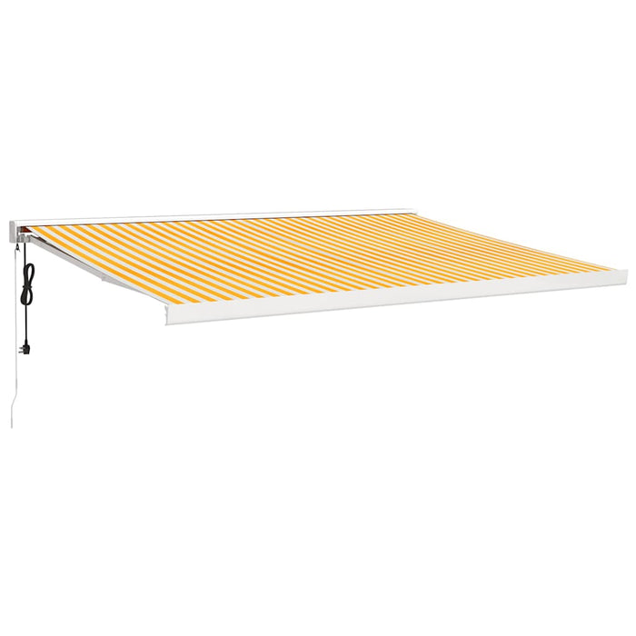 Copertină retractabilă, galben/alb, 4x3 m, textil/aluminiu WALTI