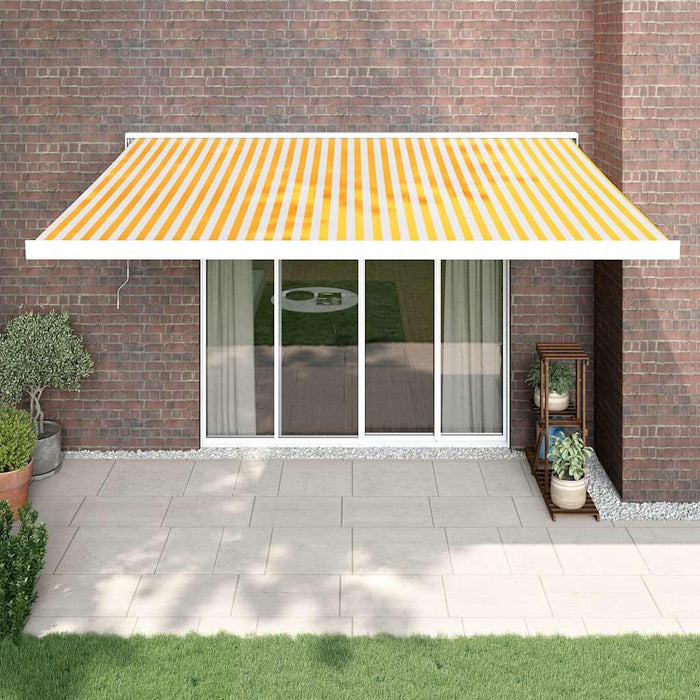 Copertină retractabilă, galben/alb, 4x3 m, textil/aluminiu WALTI