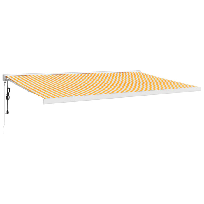 Copertină retractabilă, galben/alb, 5x3 m, textil/aluminiu WALTI