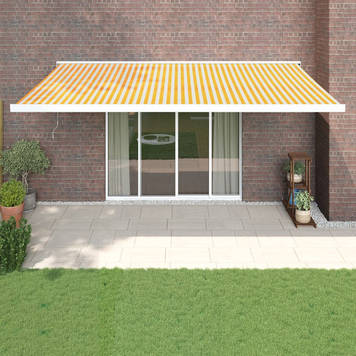 Copertină retractabilă, galben/alb, 5x3 m, textil/aluminiu WALTI