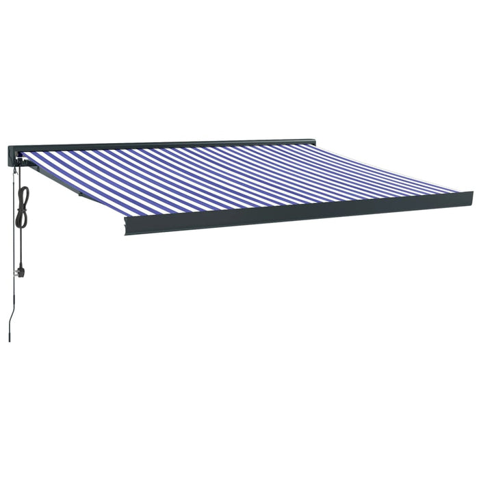 Copertină retractabilă albastru/alb, 3x2,5 m, textil/aluminiu WALTI