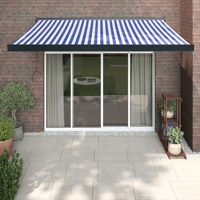 Copertină retractabilă albastru/alb, 3x2,5 m, textil/aluminiu WALTI