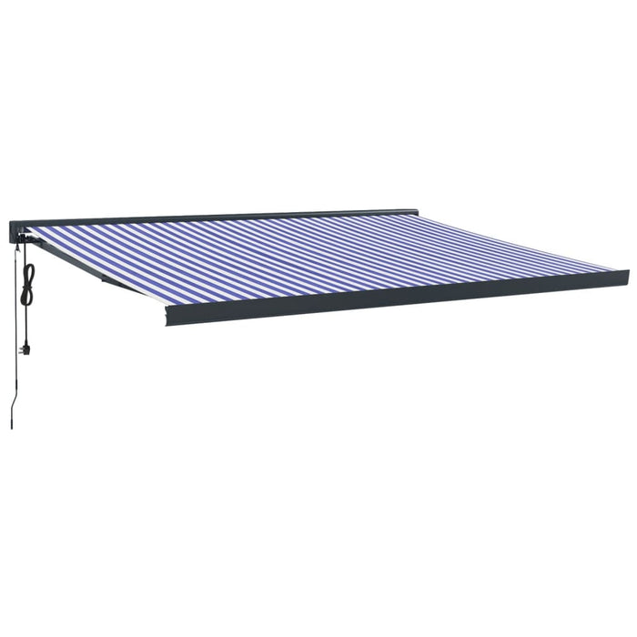 Copertină retractabilă albastru/alb, 4x3 m, textil/aluminiu WALTI