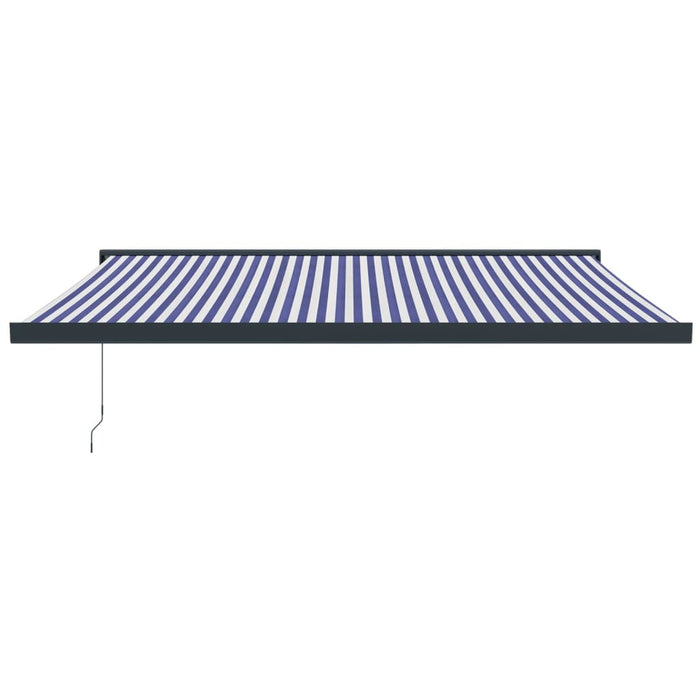 Copertină retractabilă albastru/alb, 4x3 m, textil/aluminiu WALTI