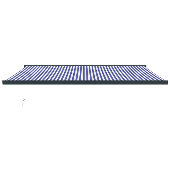 Copertină retractabilă albastru/alb, 5x3 m, textil/aluminiu WALTI