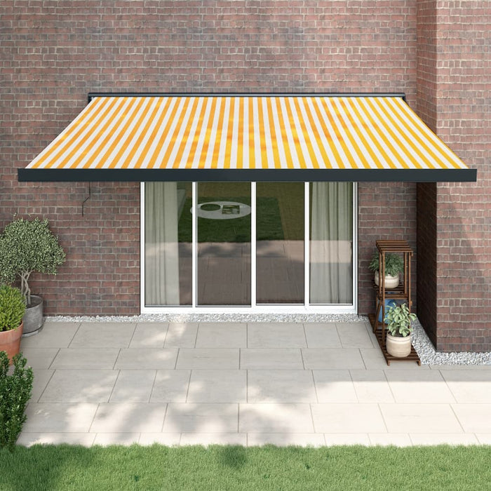 Copertină retractabilă, galben/alb, 4,5x3 m, textil/aluminiu WALTI