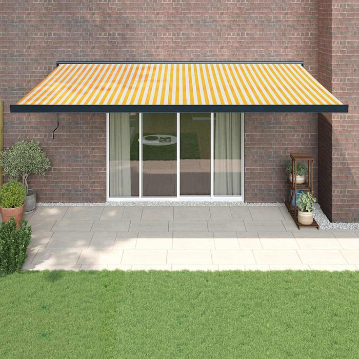 Copertină retractabilă, galben/alb, 5x3 m, textil/aluminiu WALTI