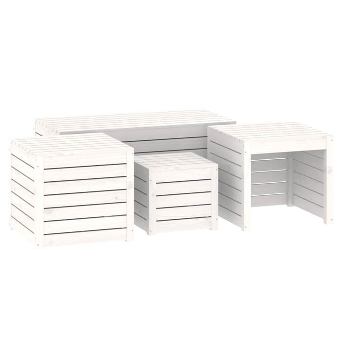 Set cutii de grădină, 4 piese, alb, lemn masiv de pin - WALTI WALTI