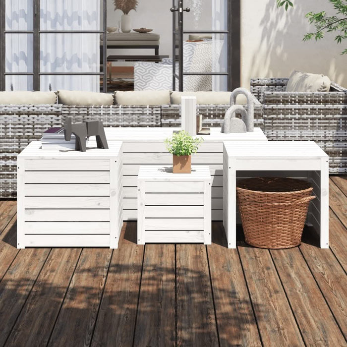 Set cutii de grădină, 4 piese, alb, lemn masiv de pin - WALTI WALTI