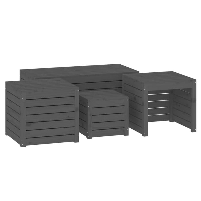 Set cutii de grădină, 4 piese, gri, lemn masiv de pin - WALTI WALTI