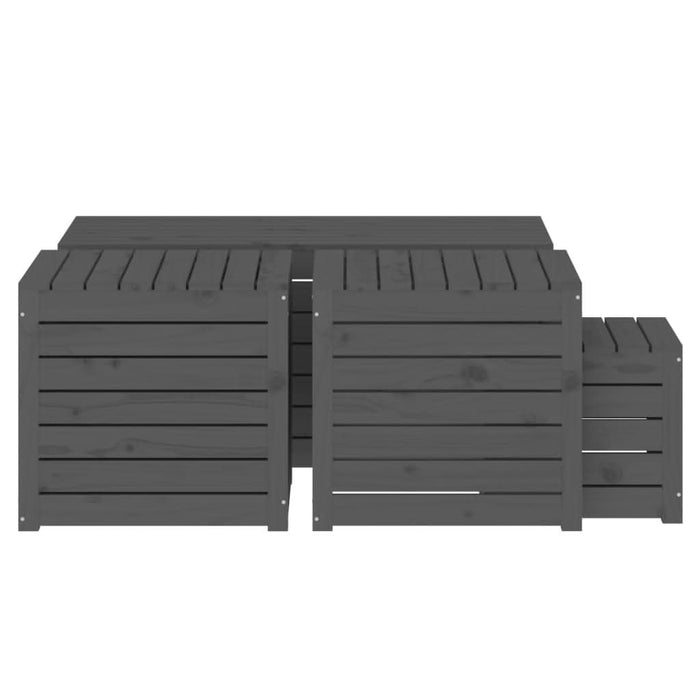 Set cutii de grădină, 4 piese, gri, lemn masiv de pin - WALTI WALTI