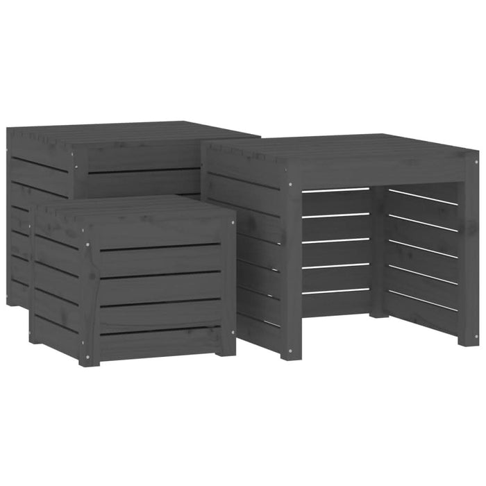Set cutii de grădină, 4 piese, gri, lemn masiv de pin - WALTI WALTI