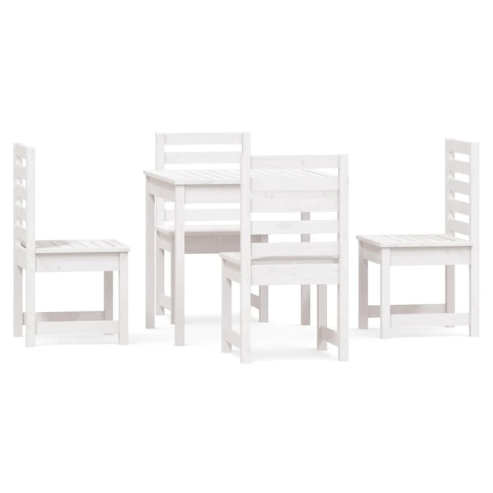 Set de dining pentru grădină, 5 piese, alb, lemn masiv de pin - WALTI WALTI