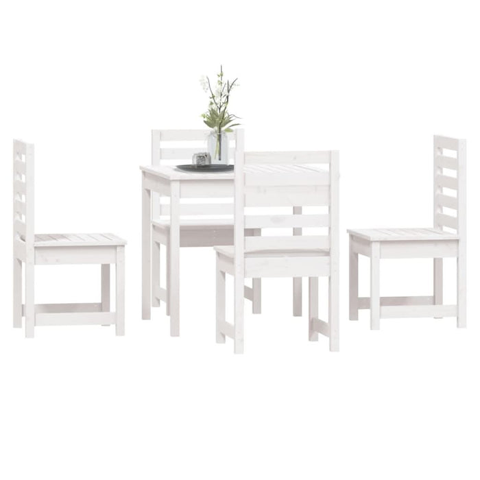 Set de dining pentru grădină, 5 piese, alb, lemn masiv de pin - WALTI WALTI