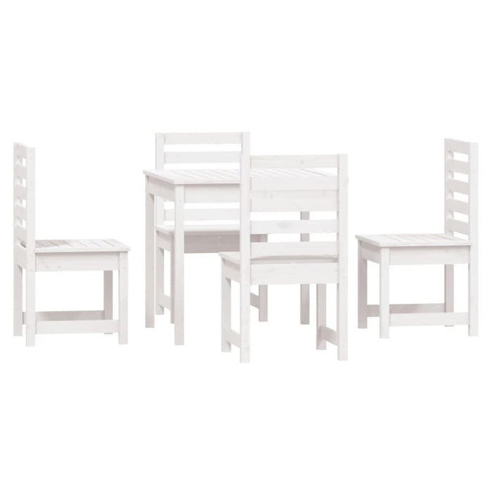 Set de dining pentru grădină, 5 piese, alb, lemn masiv de pin - WALTI WALTI