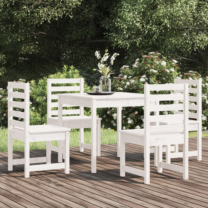 Set de dining pentru grădină, 5 piese, alb, lemn masiv de pin - WALTI WALTI
