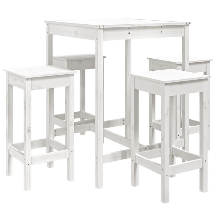 Set mobilier de bar pentru grădină, 5 piese,alb, lemn masiv pin - WALTI WALTI
