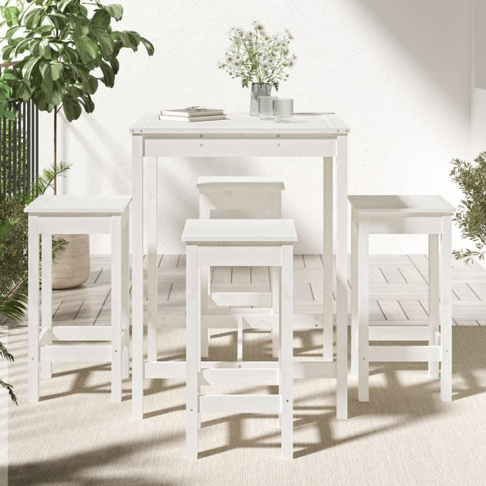 Set mobilier de bar pentru grădină, 5 piese,alb, lemn masiv pin - WALTI WALTI