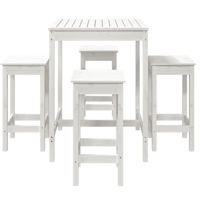 Set mobilier de bar pentru grădină, 5 piese,alb, lemn masiv pin - WALTI WALTI